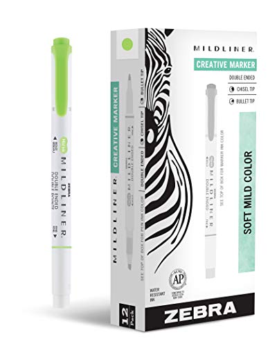 Surligneur Bible sans bavure Zebra Mildliner vert pastel double pointe