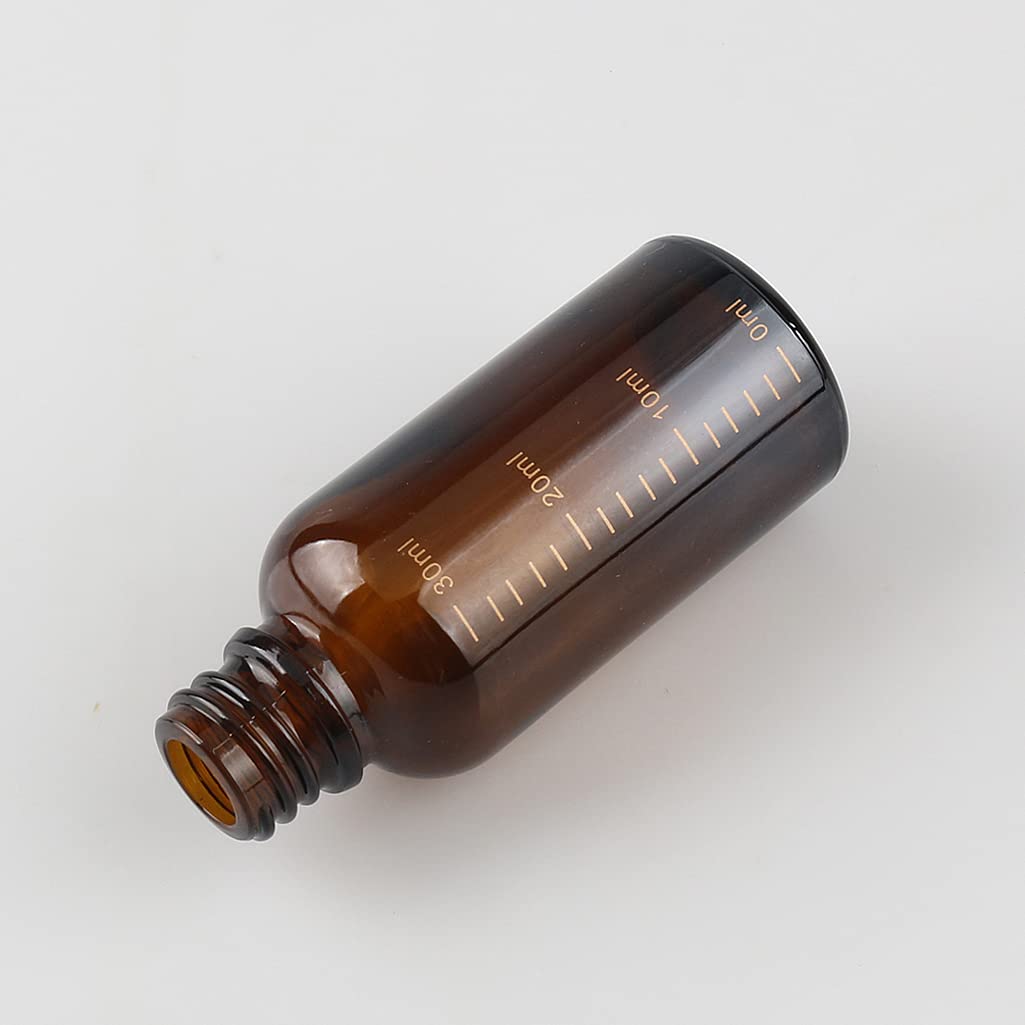 24 Pieza, Vacío 30ml Marrón Ámbar Botellas de Botellas de Cuentagotas Cristal, con Gotero Graduado y pipeta, para Aceite Esencial, Masaje,Fragancia, Aromaterapia, Laboratorio