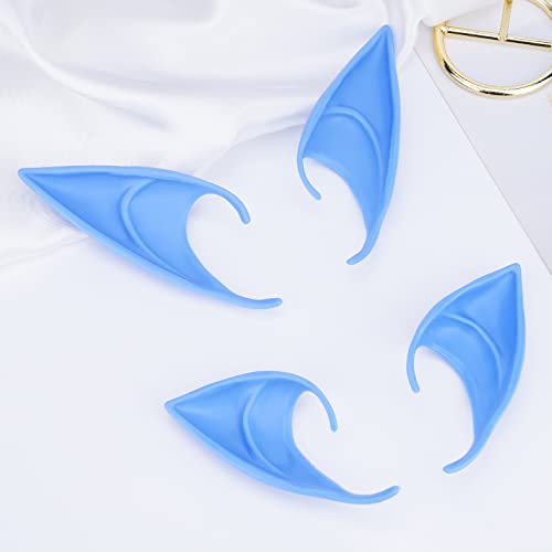 Freshme Cosplay Accessories Soft Fairy Ears - 2 Pairs Blue Elf Ears Costume Makeup Cosplay Dress Up Accessories Elven Vampire Fairy Ears For Masquerade Halloween #TOP4