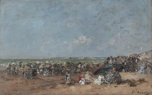Toile scène de plage à Trouville Eugène Boudin : grand poster et tableaux déco murale