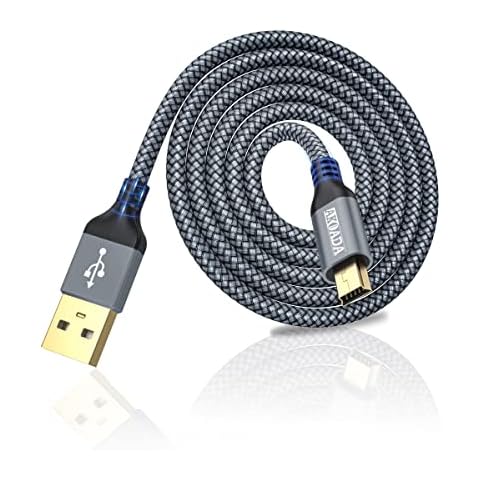 Mini USB Cable 3M, Braided USB 2.0 to Mini B Cable Data Charging Cable Compatible with PS3 Controller, Garmin GPS, Blue Yeti,Hero 3/4, Dash Cam, Nikon, Canon etc (Grey) Cover