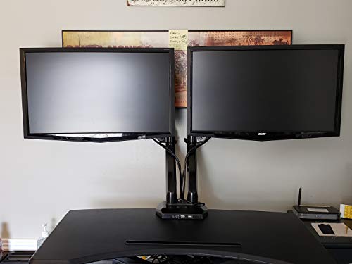Dual Monitor Stand - FEZIBO Adjustable Full Motion Monitor Mount, C Clamp and Grommet Mount for 2 Screens from 17 to 29 inches Gas Spring LCD Computer Screens