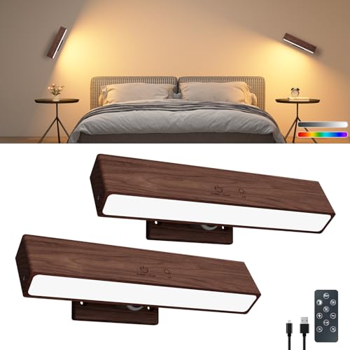 Lámpara Pared de Madera sin Cable con Control