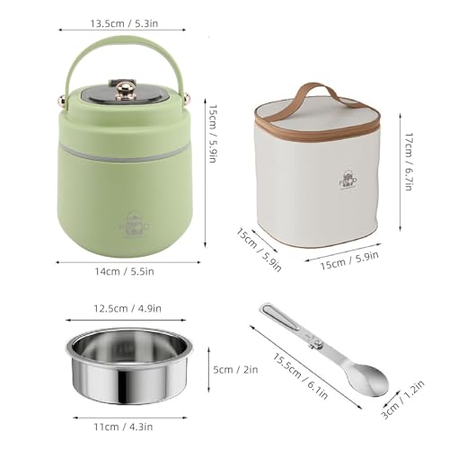 Tarro de comida de acero inoxidable Eujgoov, termo aislado de doble pared premium 8