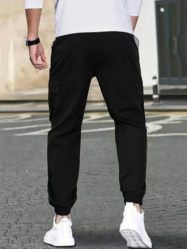 Image of ADBUCKS Men's Regular Fit low Rise Soild Cargos Style Joggers Casual Trousers