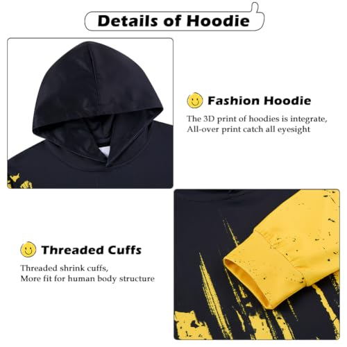 Image of Lovekider Boys Hoodie Kids 3D Print Graphic Pullover Sweatshirt 6-16 Years | Big Front Pocket, Hood, Lightweight, Breathable, Long Sleeves, for School Sports Outdoor Activities Daily, Fall Winter Wear