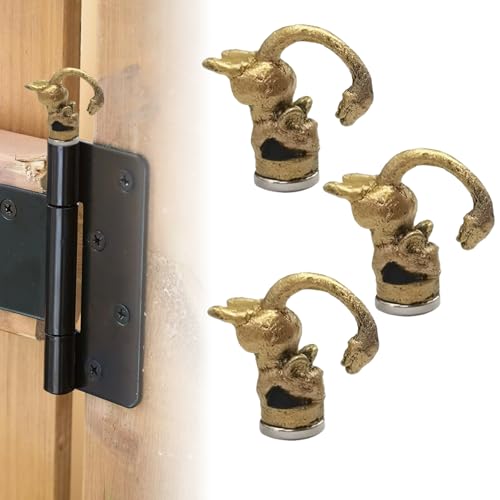 Hinge Heads Decorative Topper - Hinge Head Home Decoration Faux Bronzed Vintage Animal Topper, Door Hinge Heads Decorative Topper with Magnet for Easy Installation (Mouse)