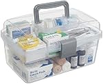 MyGift Clear Gray Multipurpose First Aid, Arts & Craft Supply Case/Storage Container Box w/Removable Tray