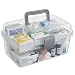 MyGift Clear Gray Multipurpose First Aid, Arts & Craft Supply Case/Storage Container Box w/Removable Tray
