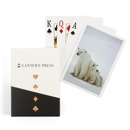 Lantern Press Polar Bear and Cubs Naipes Póker 52 cartas