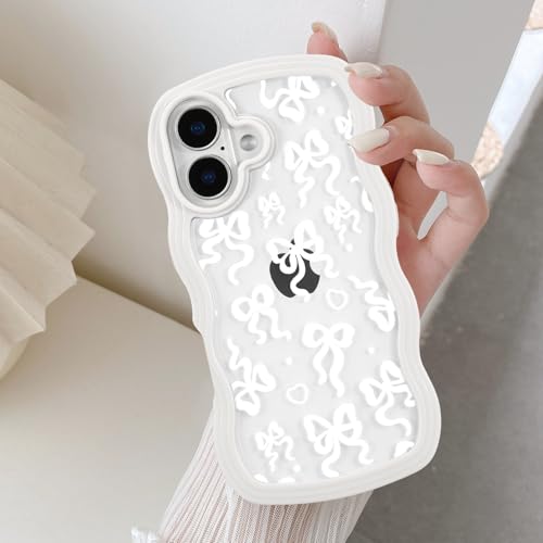 Étui iPhone 16 Plus pour femme design noeud esthétique blanc cadeau fille idéal