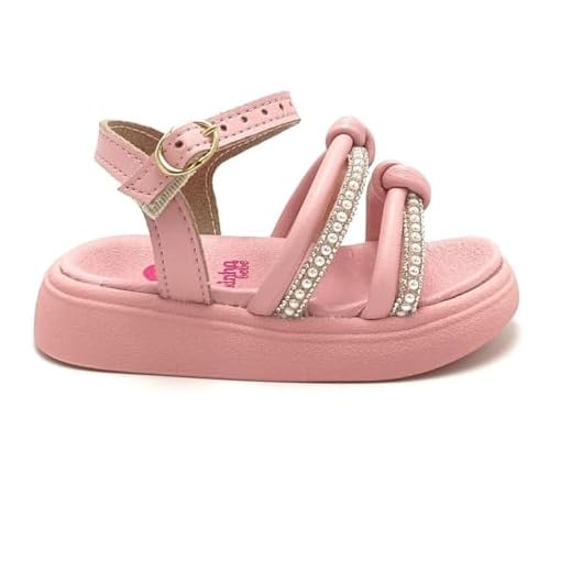 Sandália Infantil Menina Molekinha Tiras Brilhantes Rosa 21