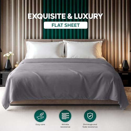 Utopia Bedding - Flat Sheet Super King Size - OEKO-TEX Certified - Easy Care Soft Brushed Polyester - Microfiber Fabric - Wrinkle, Shrinkage, and Fade Resistant - Grey