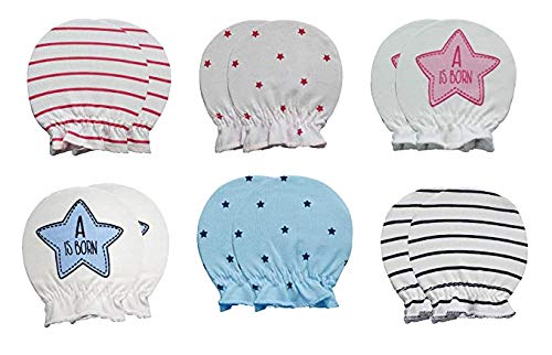 Miniatura 3 de Manoplas de bebé (paquete de 6) de 0 a 6 meses para recién nacidos, manoplas de bebé rosa y azul, 100% algodón, regalos para bebés, marca BornCare