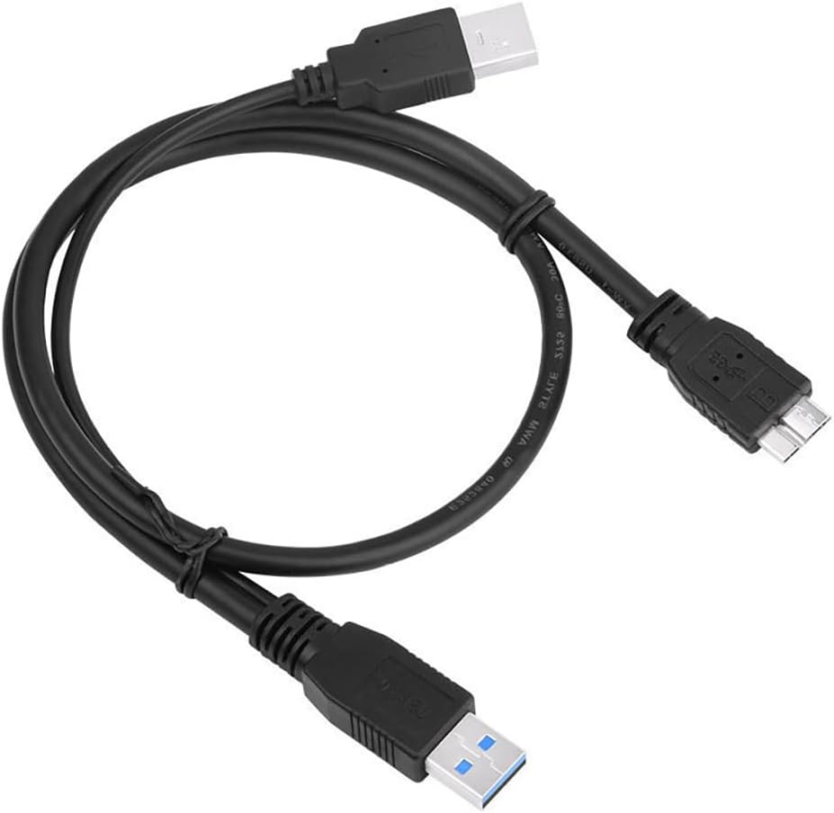 USB 3.0 Type A To Micro B AM Male to B Male Port Double Head Y Cable Transmission Data Power Supply Cord Mobile Hard Drive Disk Data Cable