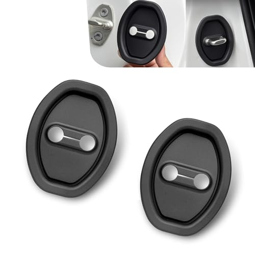 Opuweiy 2 PCS Door Latch Protective Cover, Silicone Door Lock Shockproof Cover, Automotive Lock Silent Decorations, Universal for Most Cars, Trucks, SUVs (Black)