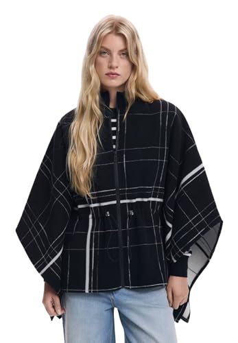 Poncho de cuadros Desigual Aldama 2000 negro en talla única para mujer