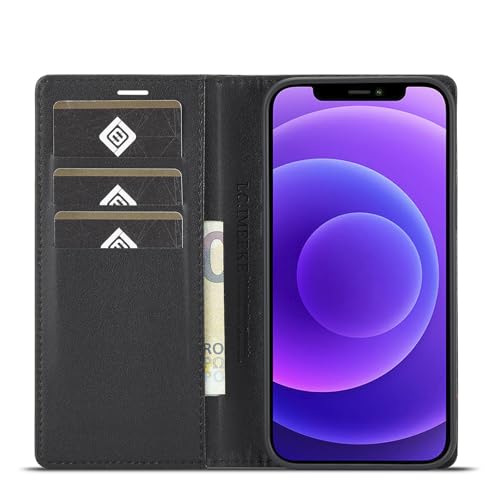 Étui iPhone 15 Pro Max portefeuille clapet protection cuir noir