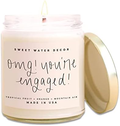 Sweet Water Decor, OMG, You're Engaged! | Tropical Fruits, Sugared Citrus, Mountain Green Scented Soy Wax Candle for Home | Engagement Gift | 9oz Clear Jar, 40 Hour Burn Time, Made in the USA