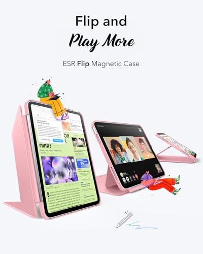 Image of ESR for iPad (A16) 11th Generation Cover, iPad 11th /10th Gen Cover (2025 /2022), Vertical Stand Case, Multi Stand Angles, Ultra-Stable Case, Flip Series, Pink