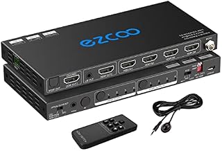 HDMI Matrix 4 in 2 Out 4K 60Hz 4:4:4 ARC HDR D-olby Vision Atmos SPDIF 5.1CH Breakout 3.5mm Stereo HDCP2.2- PC Console 16 EDID HDMI Scaler 4K 1080P Sync, HDCP2.2 HDMI2.0 Matrix 4x2 IR Remote