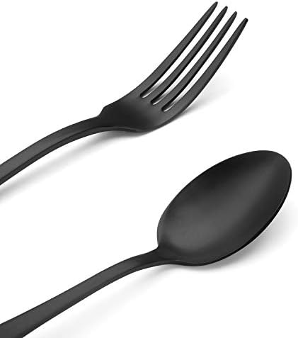 Matte Black Silverware Set, Satin Finish 20-Piece Stainless Steel Flatware Set,Kitchen Utensil Set Service for 4,Tableware Cutlery Set for Home and Restaurant, Dishwasher Safe
