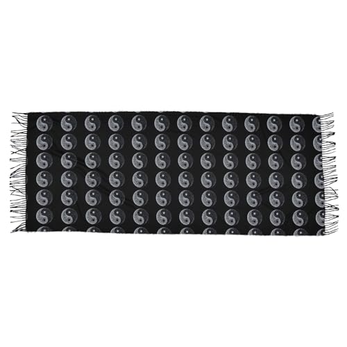 Chinese Yin Yang Pashmina Scarf for Women Soft Thin Cashmere Feel with Tassel Shawl Wraps 86×30 IN3
