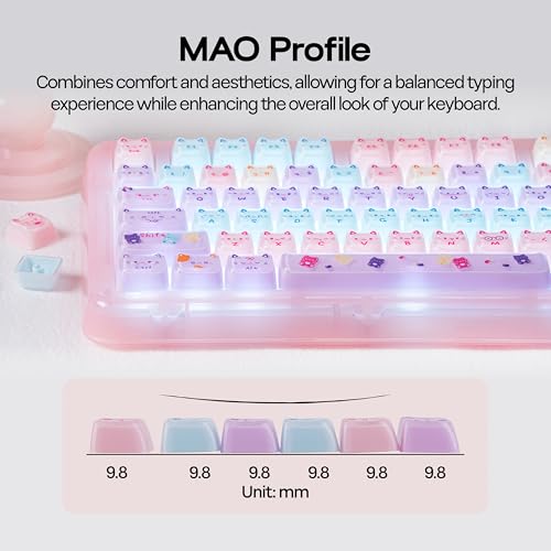 Image of KiiBOOM Cute Cat Keycaps Set, Mao Profile, Cat Shape | PC Keycap for MX Switch Mechanical Keyboard, Compatible with 60%, 65%, 75%, TKL, 96%, Full-Sized Layout (Meow Pudding V2)