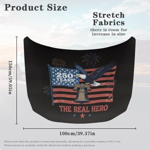 Image of Hood Covers for Cars SUV Trucks Sedan USA 250th Birthday Car Front Hood Protector Cover Exterior Decorations Stretchable Car Hood Wraps for Vehicle