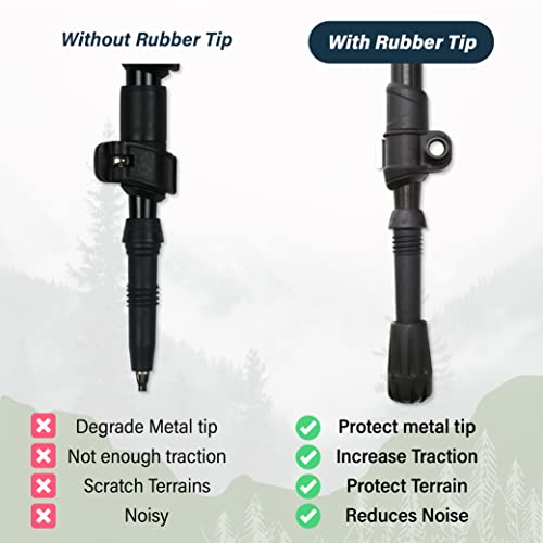 TREKOLOGY Trekking Pole Tips - 8pc/Set Walking Stick Tips Hiking Pole Tips Rubber Tips Protector Snow and Mud Baskets- Walking Sticks Replacement Tip Protectors - Fit Most Standard Hiking Poles Black