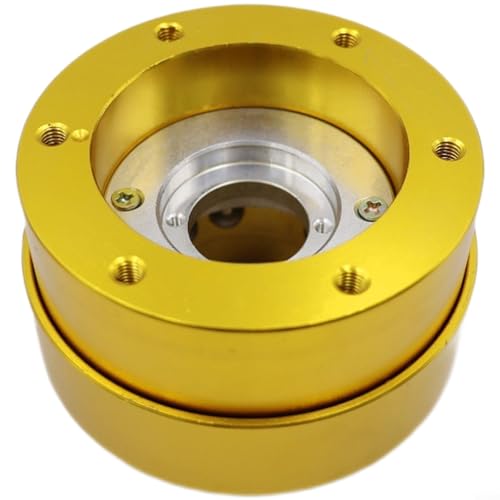 Image of CWOQOCW Aluminum Quick Release Hub for MOZA R5 R9 R16 R21 and SIMAGIC Bases, Steering Wheel Adapter for Sim Racing Rig Red(Golden)