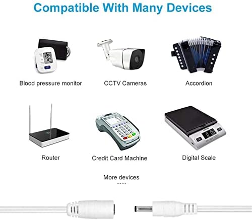 CASPERi 3M/5M/10M CCTV 2.1 x 5.5mm White DC 12V Power Extension Cable Male to Female, Power Supply Adapter Extender Cord for CCTV Security Cameras, DVRs, LED Strips, Routers (10 Meter White)