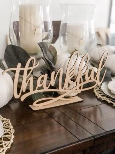 Wooden Thankful Sign with Stand Fall Table Decor Friendsgiving Decor Thanksgiving Signs Thank You For Coming Favors Sign For Wedding Bridal Shower Or Baby Shower