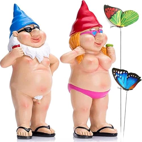 YiMOO Garden Gnomes Ornaments, Garden Ornaments Home Outdoor Art Decor for House Fence Bedroom Kitchen Living Room