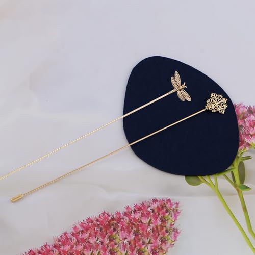 Image of Alilang 2Pcs Classic Hat Pins for Women and Lapel Brooch Set Vintage Style Decorative Stick Pins for Hats Suits Scarves Fitted Hats to Keep Hat in Place