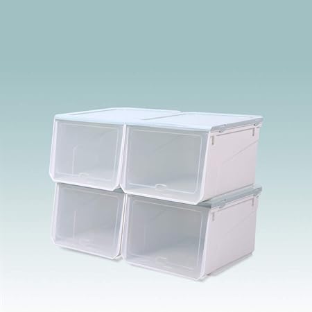 Amazon 収納ボックス 収納ケース 靴収納箱 大容量 積み重ね 窓付き 前開き おもちゃ箱 おしゃれ スタッキングボックス 便利 卓上 防塵 防水 多機能 文房具収納 下着 靴下 小物収納 道具入れ 34 5 30 33 8cm グリーン ４個 収納ケース ボックス オンライン通販