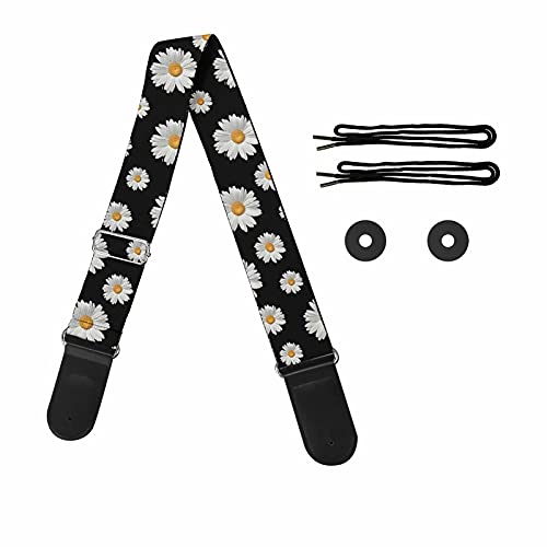 Pizding Daisy Pattern with Guitar Strap Adjustable Length for Guitarists,PU Leather Polyester More Durable Storage of Guitar Picks