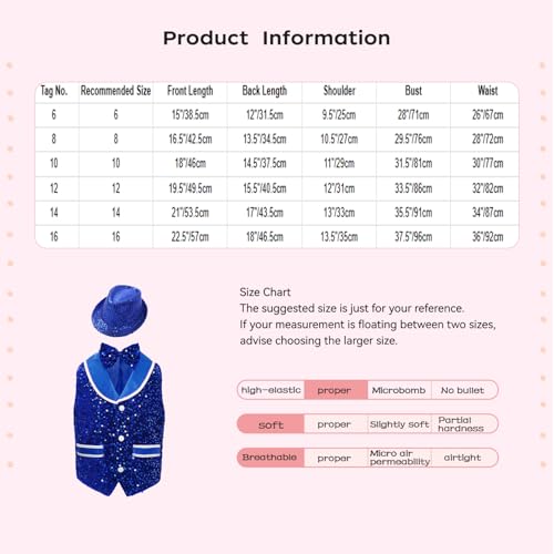 Unisex Kids Competition Sequined Velvet Waistcoat with Irregular Hem Buttons Bowti Hat Set Dance Party Wear4