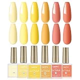 LanFo 6 Colors Gel Nail Polish Set, Yellow Nude Gel Polish Set Sunflower Colors Nail Polish Set for