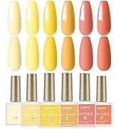 LanFo 6 Colors Gel Nail Polish Set, Yellow Nude Gel Polish Set Sunflower Colors Nail Polish Set f...