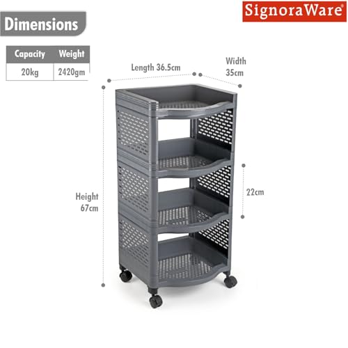 Image of SignoraWare Smart BPA Free Plastic Organiser | Modular Design | Designed to fit on countertops | Easy to Clean | Lightweight & Durable| Ideal for Daily-use Spices (20kg | Set of 4 | Darkgrey)