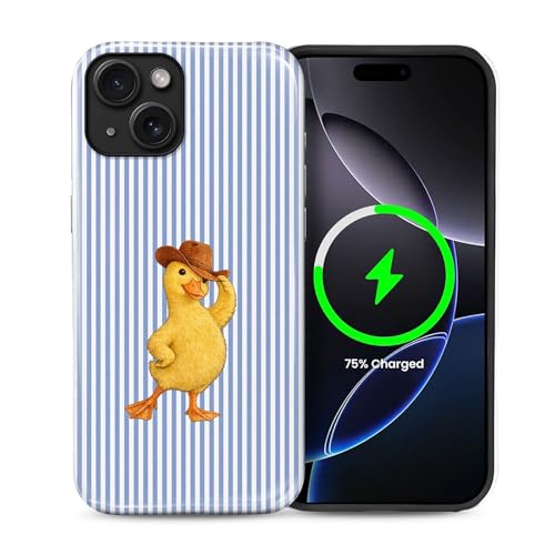 Goodsprout for iPhone 14 Plus Cases,Campatible with Magsafe,2-Layer Hard Shell + Silicone Cover - Shockproof Protection, High-end and Fashionable Phone Case Blue-Striped Cowboy Duck