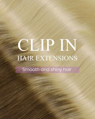 Image of LaaVoo Hair Extensions Clip Ins, Silky Straight, 18 Inch | Light Brown Gradient Flowing To Blonde Shades, 120g 7pcs, Clip In Hair Extensions Real Human Hair, Soft, Thick Full
