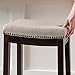 Linon Linen Backless Claridge Stool, Counter Height, Beige & Dark Walnut