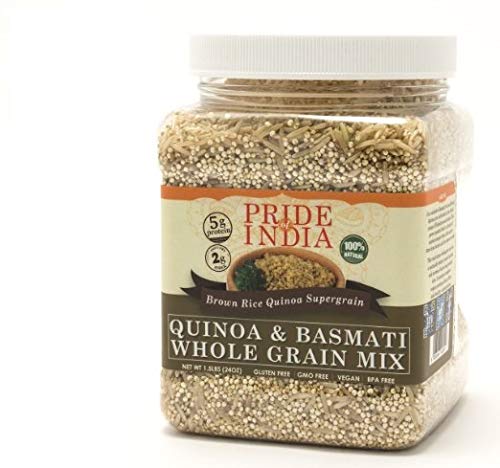 Pride Of India - Quinoa & Basmati Whole Grain Mix - Brown Rice Quinoa Supergrain, 1.5 Pound Jar