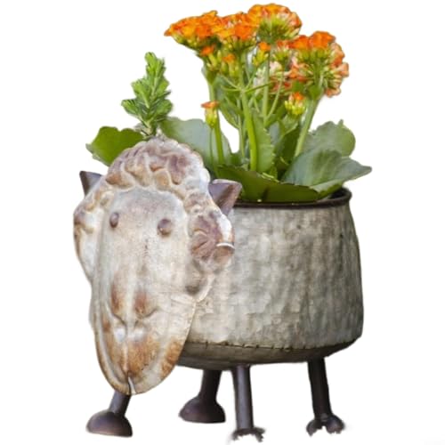 Pot d'animal argenté pour fleurir une cour au style rustique