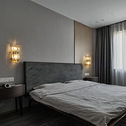 Ceenli 2 Lights Modern Crystal Wall Sconce, Chrome Wall Light With E12 Bulb Holder For Bedroom,Hallway, Living Room, Dining Room (Bulb Not Included) Semicircle Base H11.8 Xd5.9 #TOP7