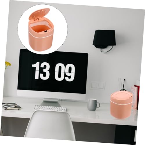 Mini caneca de basura rectangular con tapa rosa miniatura 7