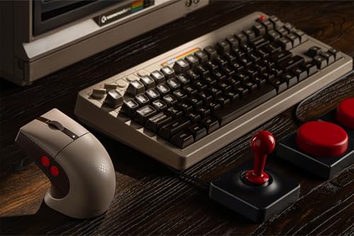 Image of 8Bitdo Retro R8 Mouse with Charging Dock, PAW 3395 Optical Sensor DPI 26K, 4K Polling Rate, Programmable Buttons, HUANO Micro Switches, Ambidextrous - C64 Edition