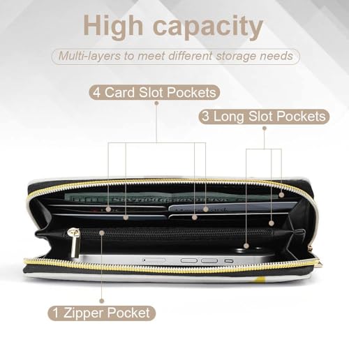 Small Rainbow Print Long Wallet for Women Men PU Leather Card Holder Organizer with Zipper Coin Pocket & Cash Slots4